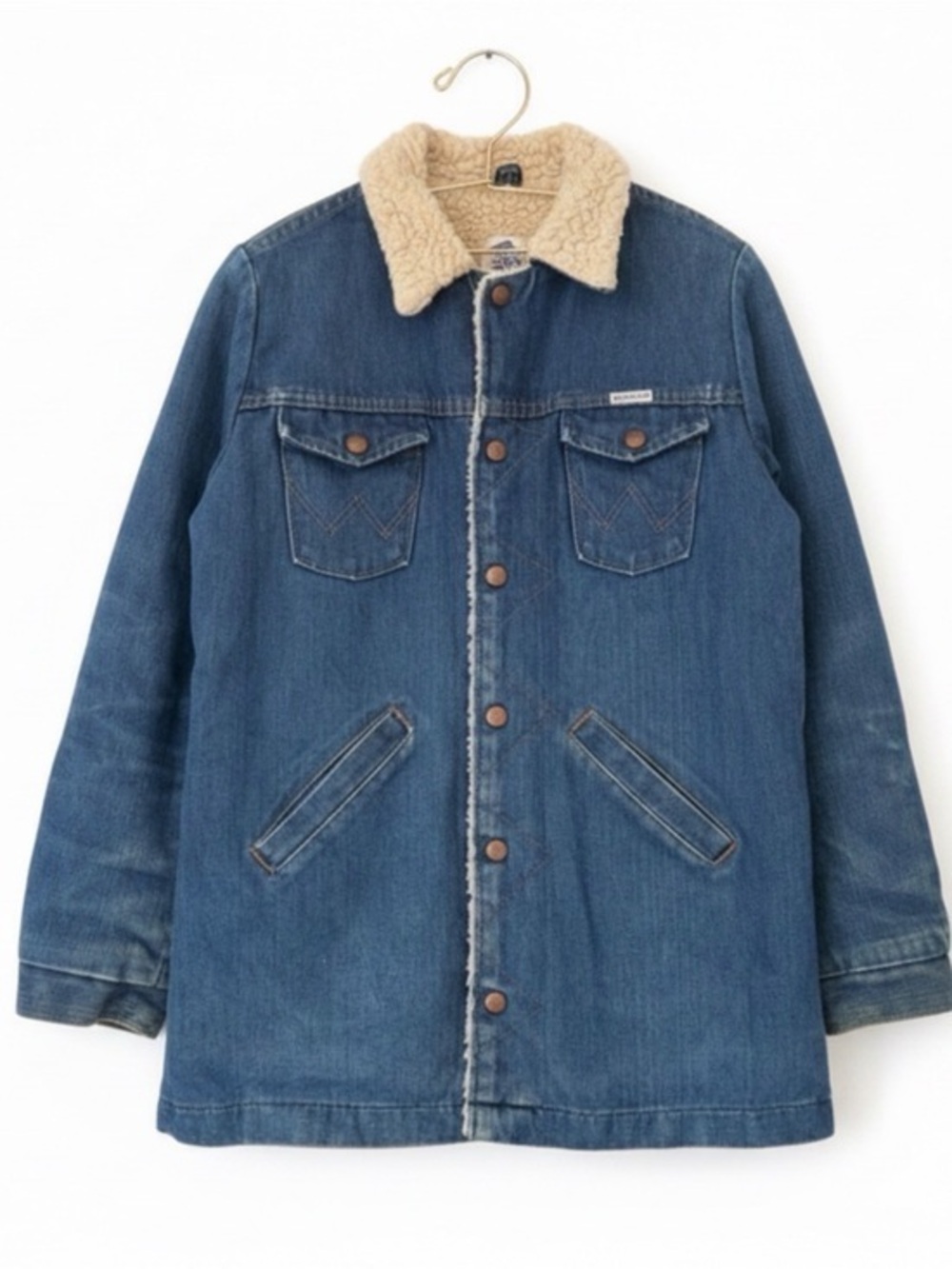 Vintage Wrangler Sherpa Lined Denim Jacket Made In USA Western Ranch